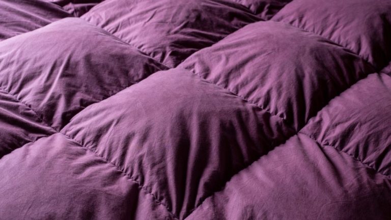 purple comforter close up