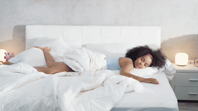 woman sleeping on a firm mattress